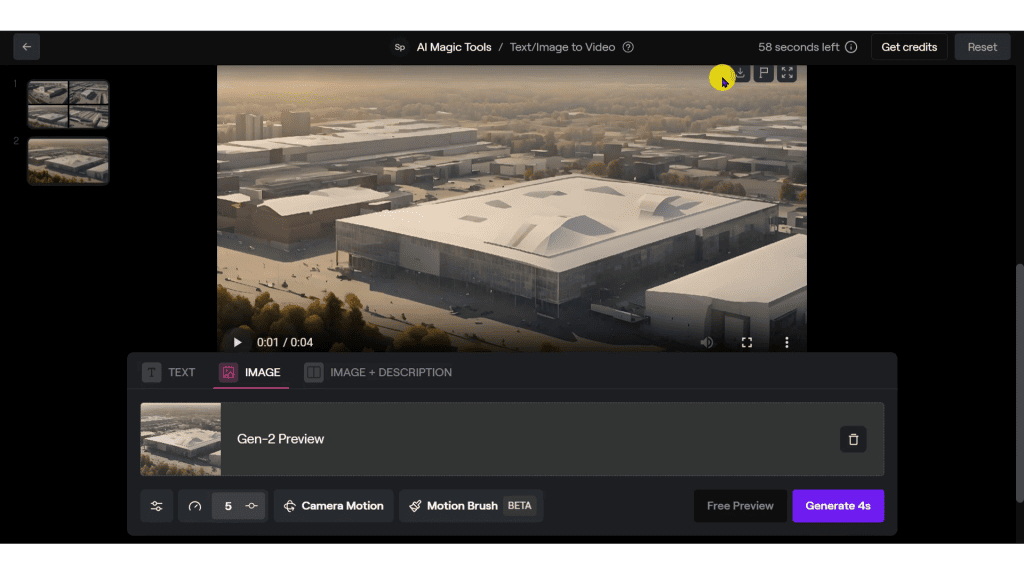 A screen shot of a video editor with an image of a building.