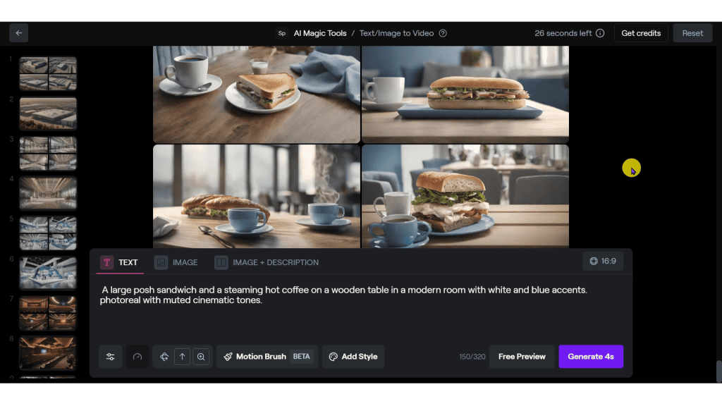 A screenshot from runway.ml showing preview images.