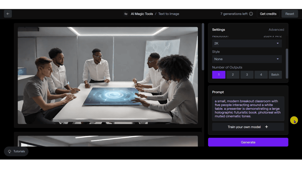 A screen shot of a group of people sitting around a table.