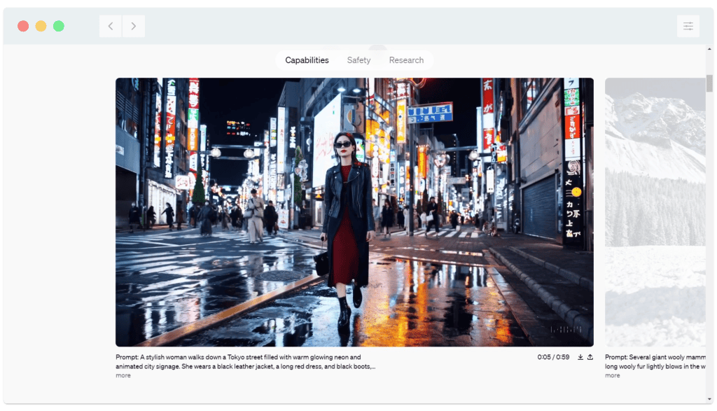 A photo of a woman walking down a street in a city.