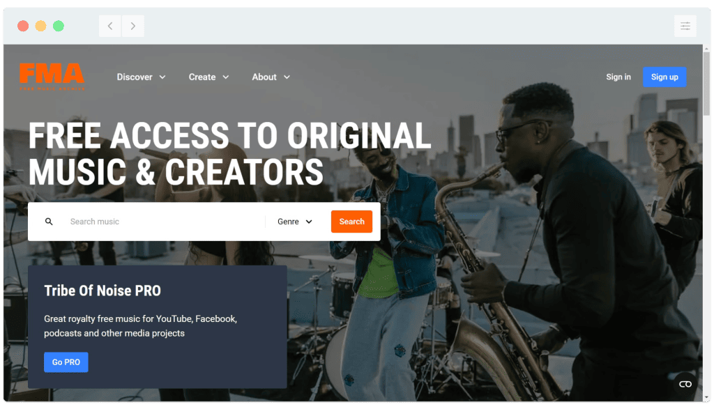 Free access to original music and creators.