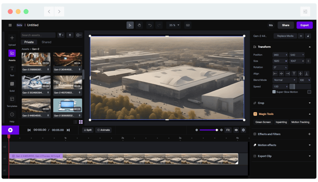 A video editor with an image of a building in the background.