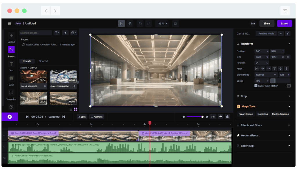A screen shot of a video editor on a computer.