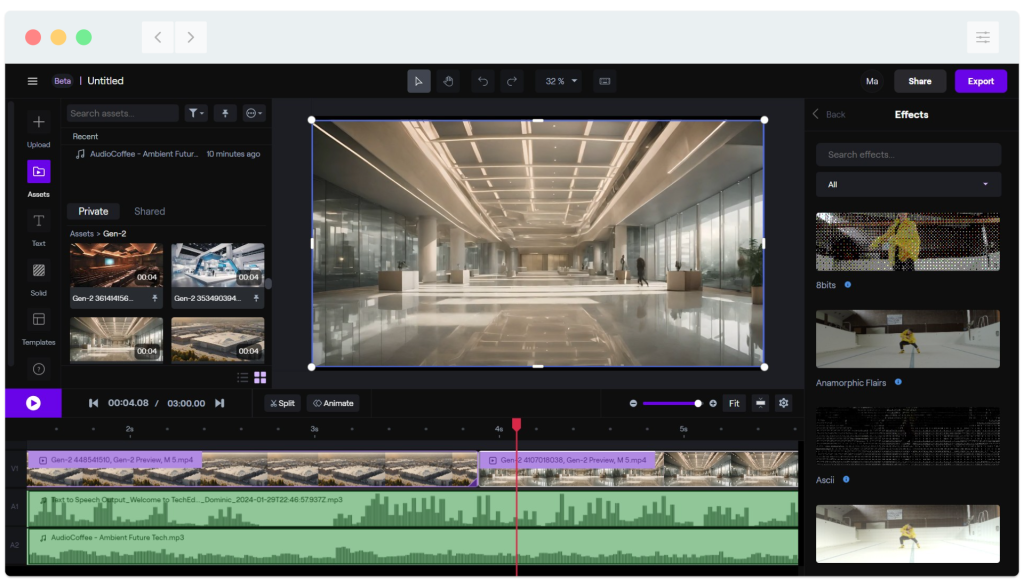 A screen shot of a video editor on a computer screen.