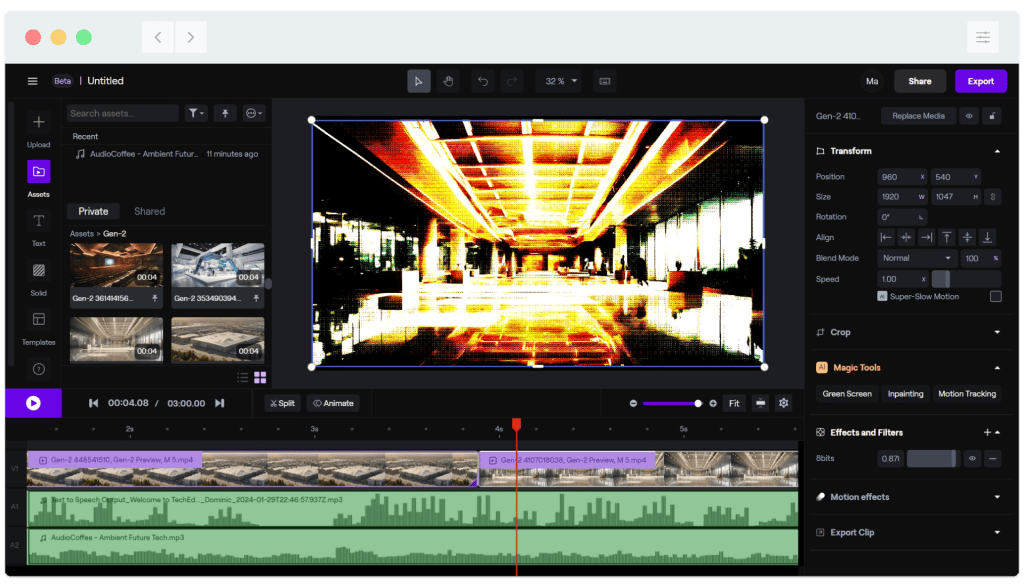 A screen shot of a video editor on a computer.