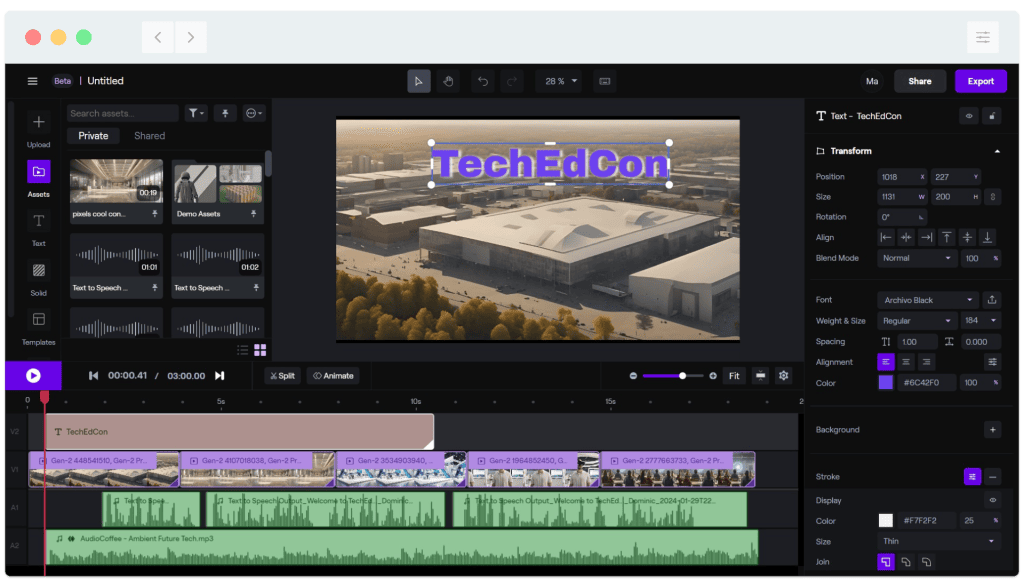 A screen shot of a video editor on a computer screen.
