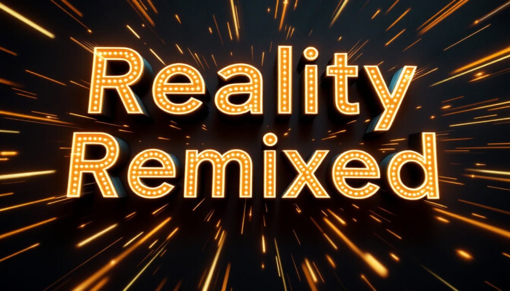 The words "Reality Remixed" in illuminated marquee letters with burst light effects in the background.