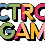 Bold colorful text "Electronic Games" with a yellow handheld console illustration beside the word "Electronic.