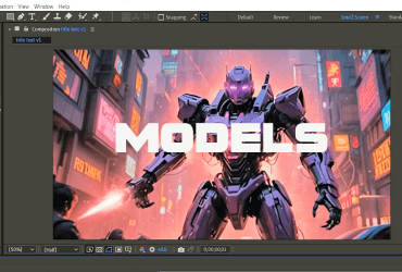 A robotic figure stands in a neon-lit city street with the word "MODELS" in bold white text across the image.