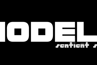 The word "MODELS" in large white text; smaller text below reads "sentient shadow" on a black background.
