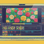 A computer screen with flowers on it.