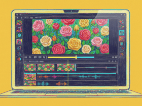 A computer screen with flowers on it.