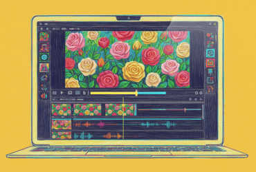 A computer screen with flowers on it.