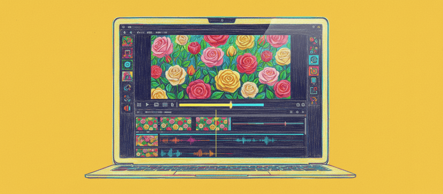 A computer screen with flowers on it.