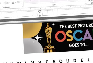 Spreadsheet with an image of an Oscar statue and text reading "The Best Picture Oscar Goes To...
